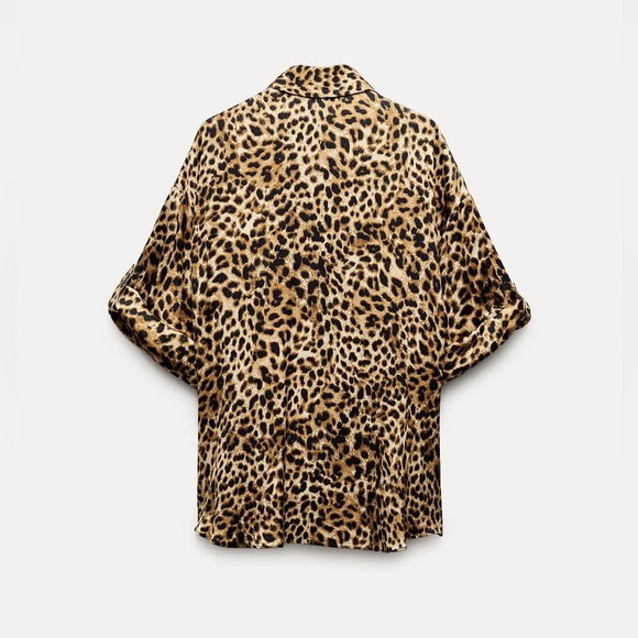 Zara ZW Collection Oversized Animal Print Boho Shirt Size XS - Picture 5 of 11